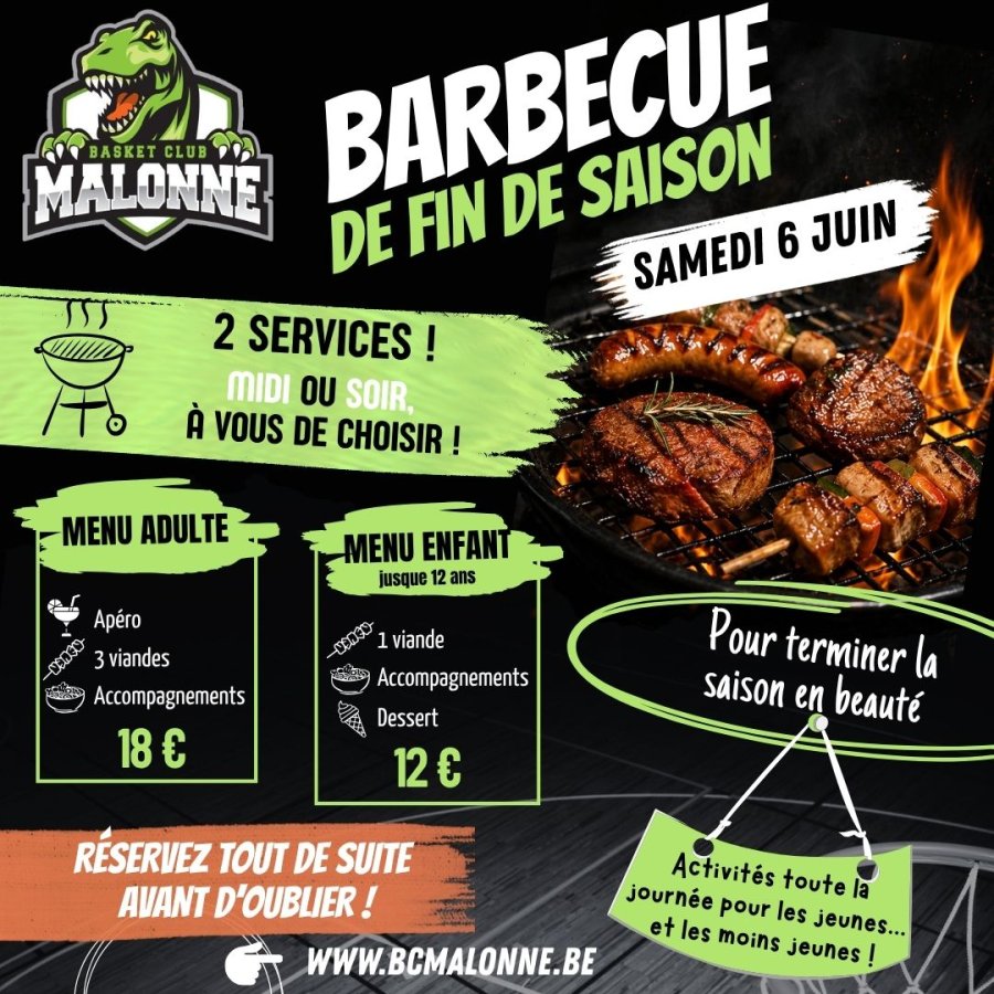 🔥🏀 Le BC Malonne vous invite à son BBQ de fin de saison !